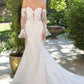 Andrea & Leo WL065 Vestido de novia sirena con mangas de encaje transparentes extraíbles