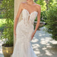 Andrea & Leo WL065 Vestido de novia sirena con mangas de encaje transparentes extraíbles