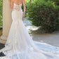 Andrea & Leo WL065 Vestido de novia sirena con mangas de encaje transparentes extraíbles
