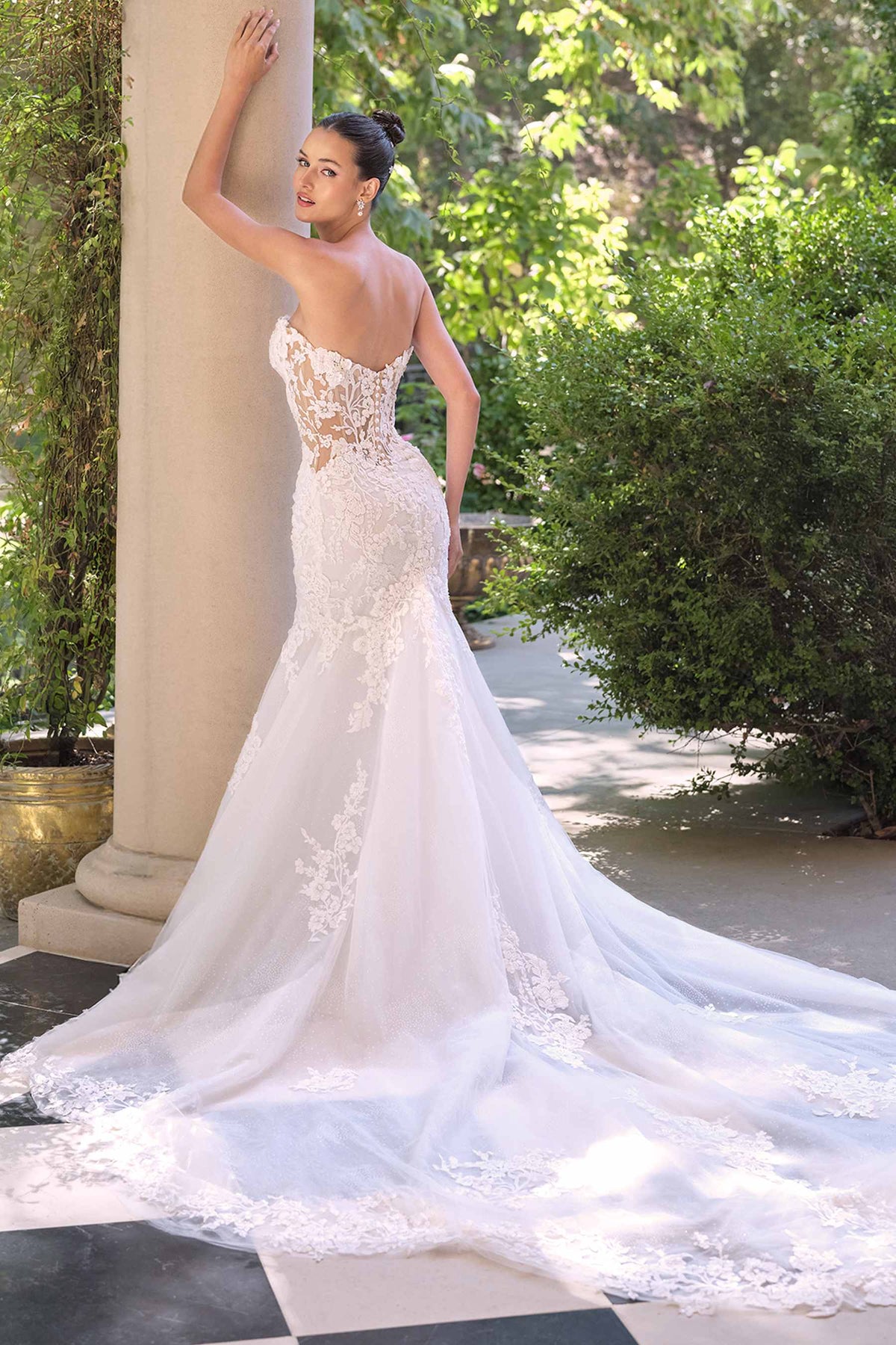 Andrea & Leo WL065 Vestido de novia sirena con mangas de encaje transparentes extraíbles