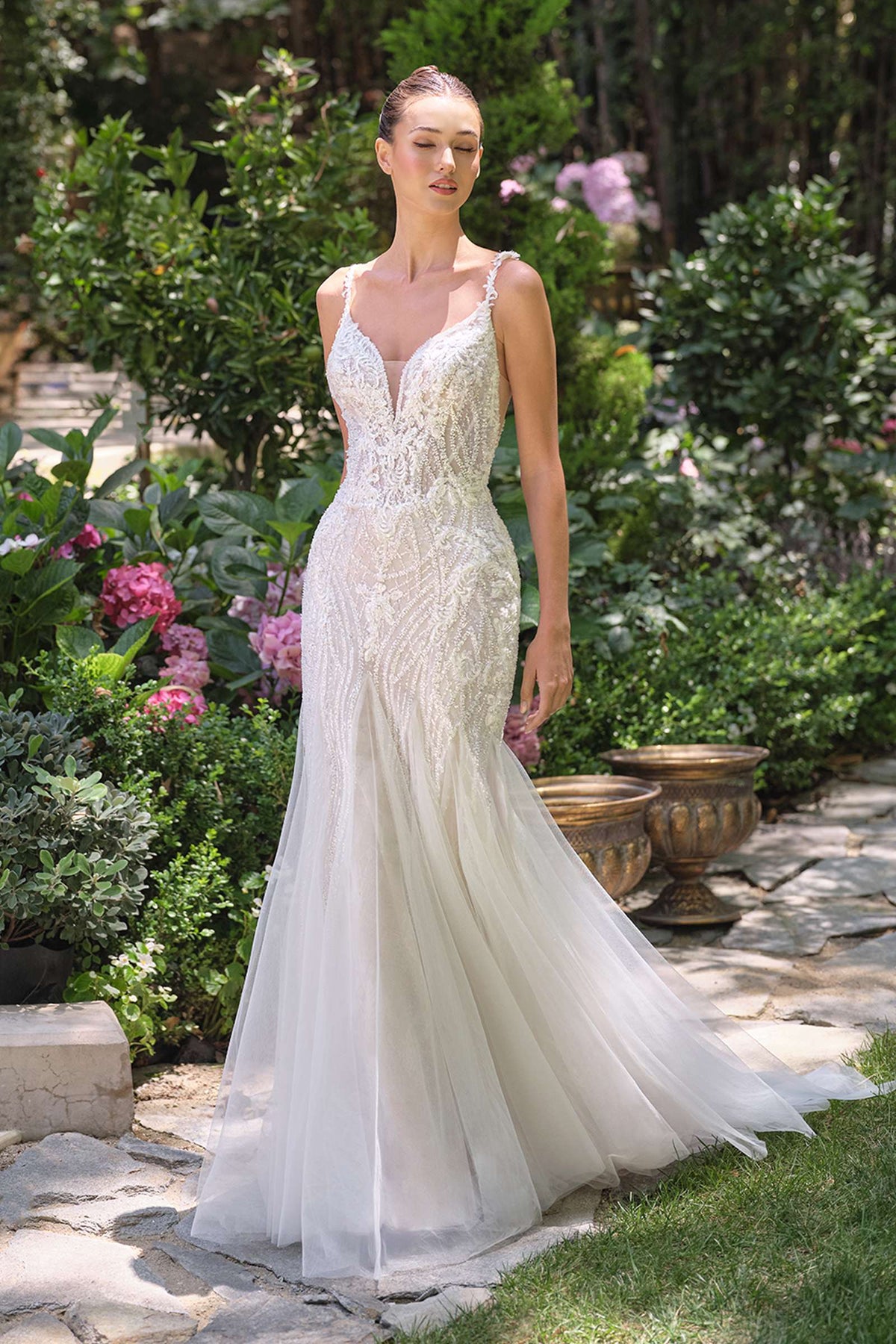 Vestido de Novia con Ilusión Profunda Estilo Corte Sirena Andrea & Leo WL066