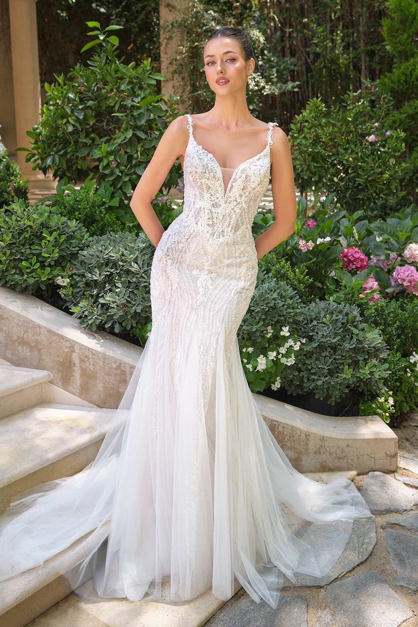 Vestido de Novia con Ilusión Profunda Estilo Corte Sirena Andrea & Leo WL066