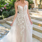 Andrea & Leo WL070 Vestido de novia acampanado sin tirantes con escote ilusión pronunciado
