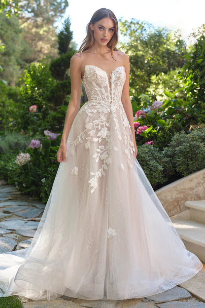 Andrea & Leo WL070 Vestido de novia acampanado sin tirantes con escote ilusión pronunciado