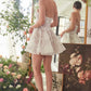 Andrea & Leo WL082 Bridal Mini A-Line Dress With Floral Applique
