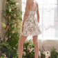 Andrea & Leo WL085 Dimensional Floral & Lace Strapless Short Bridal Midi Dress
