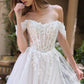 Vestido de novia de corte A con apliques florales de encaje y hombros descubiertos Andrea & Leo WL089