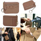Slim Card Holder Wallet with Zipper Pocket and Heart Keyring