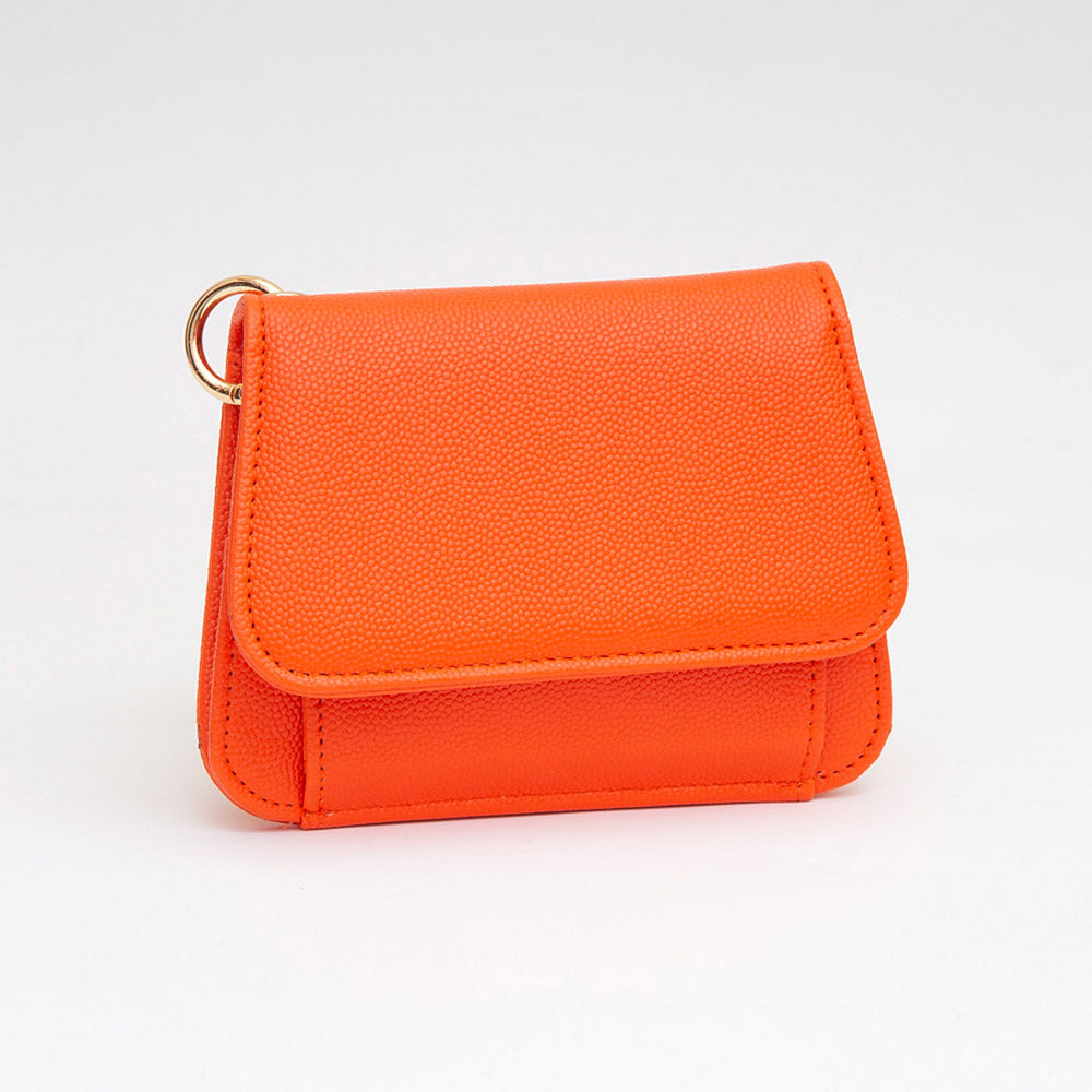 Faux Pebble Leather Compact Card Wallet Bag Charm
