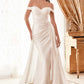 Ladivine WN315 Vestido de novia largo con sobrefalda, escote Bardot y drapeado