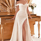 Ladivine WN315 Vestido de novia largo con sobrefalda, escote Bardot y drapeado