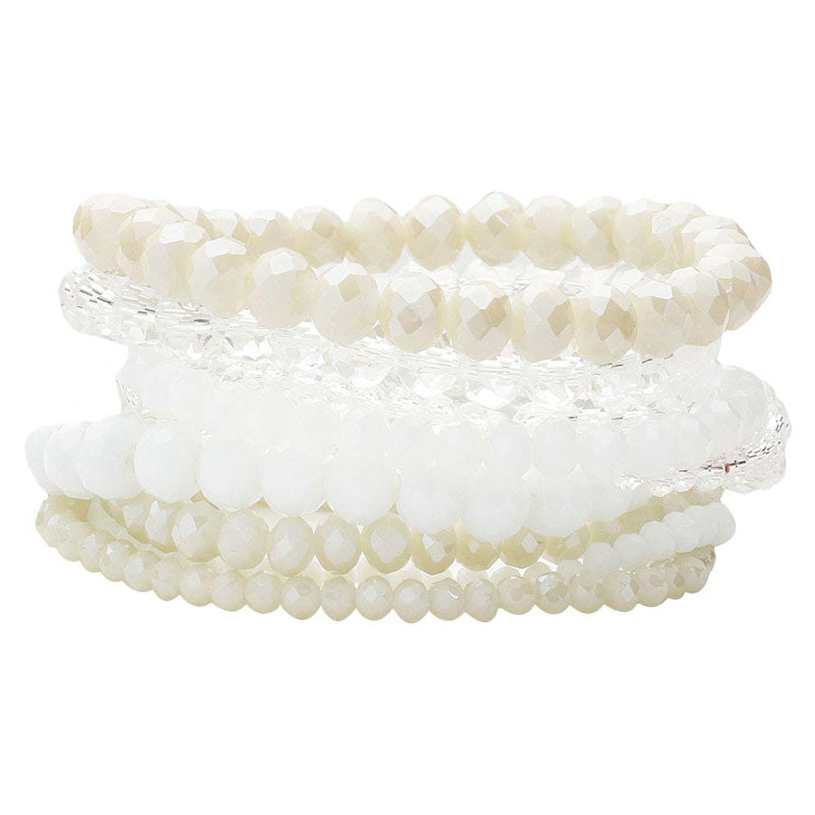 9PCS Faceted Bead Stretch Bracelets