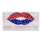 American USA Flag Lips Seed Beaded Clutch Crossbody Bag