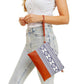 Aztec Patterned Wristlet Clutch Crossbody Bag