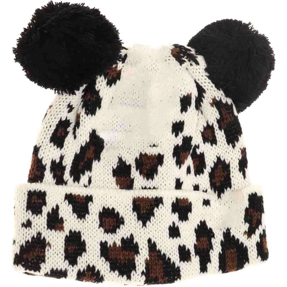 Baby Leopard Double Pom C.C Beanie