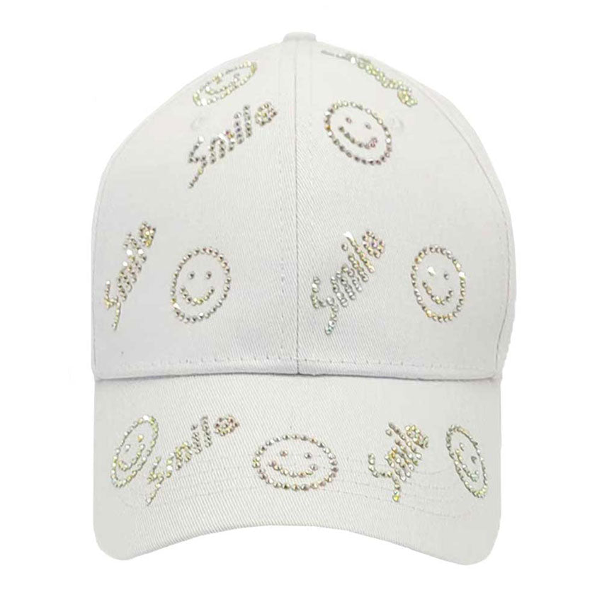 Bling Smile Message Smile Face Patterned Baseball Cap