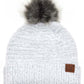 C.C Solid Boucle Yarn Beanie Hat With Pom