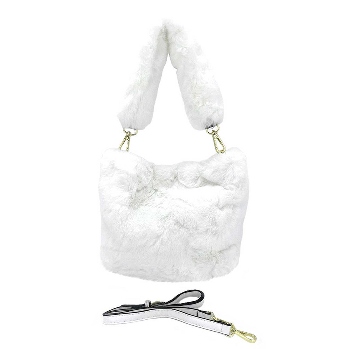 Fashionable Solid Faux Fur Tote Crossbody Bag