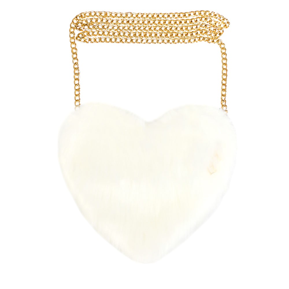 Faux Fur Heart Crossbody Bag