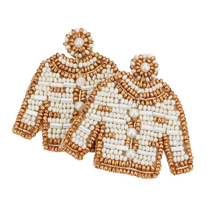 Felt Back Pearl Seed Beaded Top Dangle Earrings