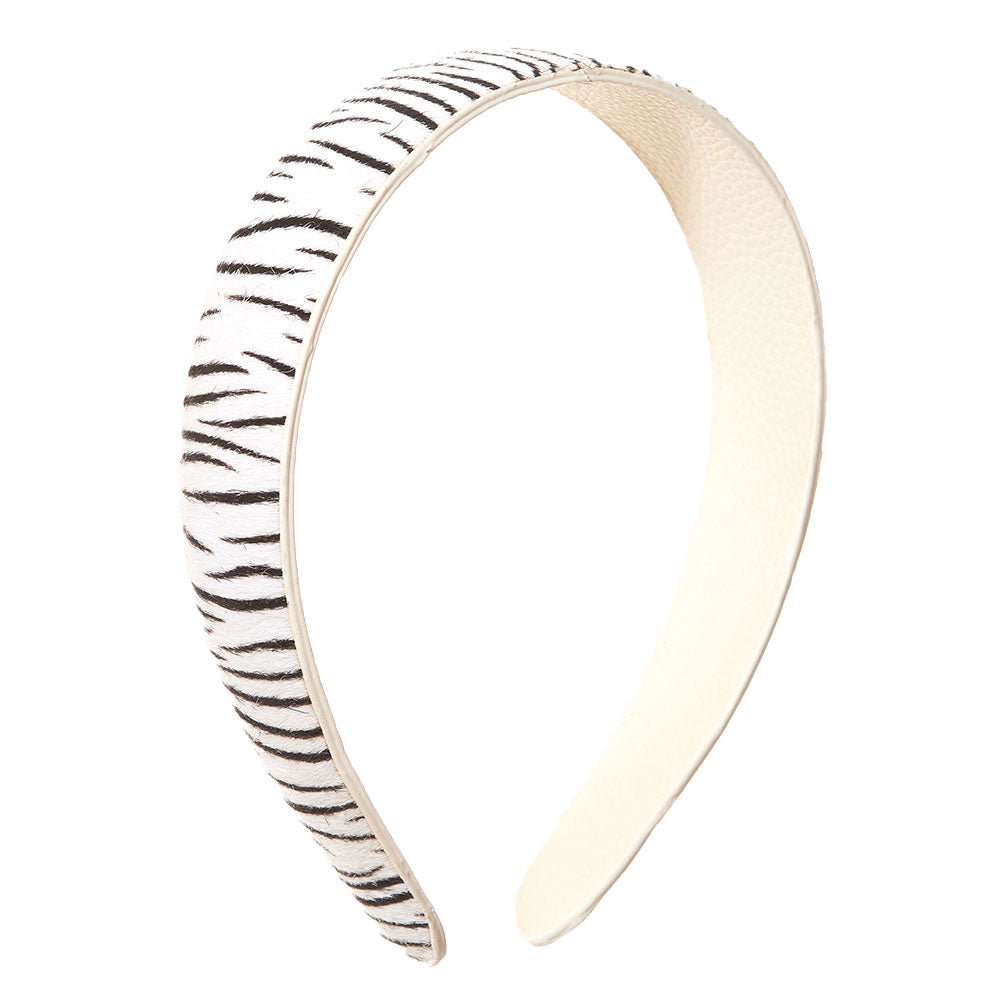 Genuine Leather Zebra Print Headband