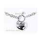 White Gold Dipped Metal Heart Charm Toggle Bracelet