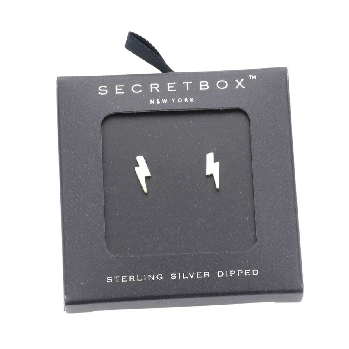 Secret Box Sterling Silver Dipped Lightning Bolt Earrings