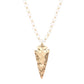 Hammered Metal Arrow Pendant Faceted Beads Long Necklace