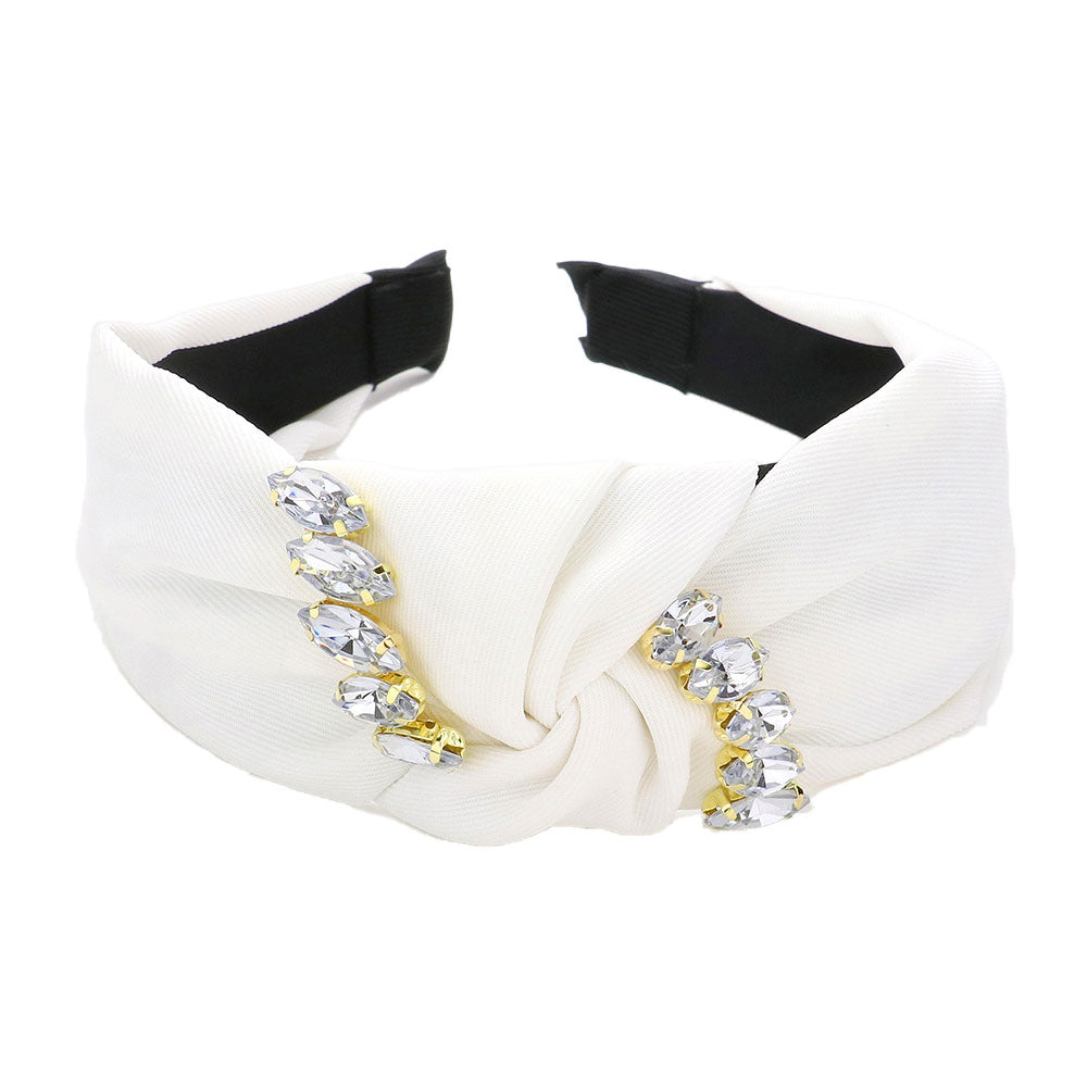 Marquise Stone Embellished Knot Burnout Headband