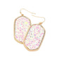 Sparkly Hexagon Frame Dangle Earrings