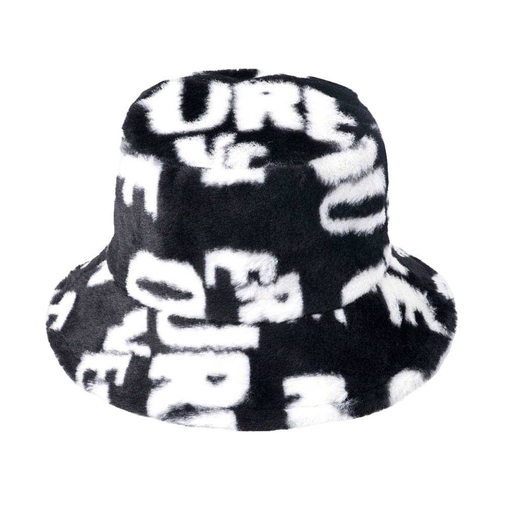 Patterned Faux Fur Bucket Hat