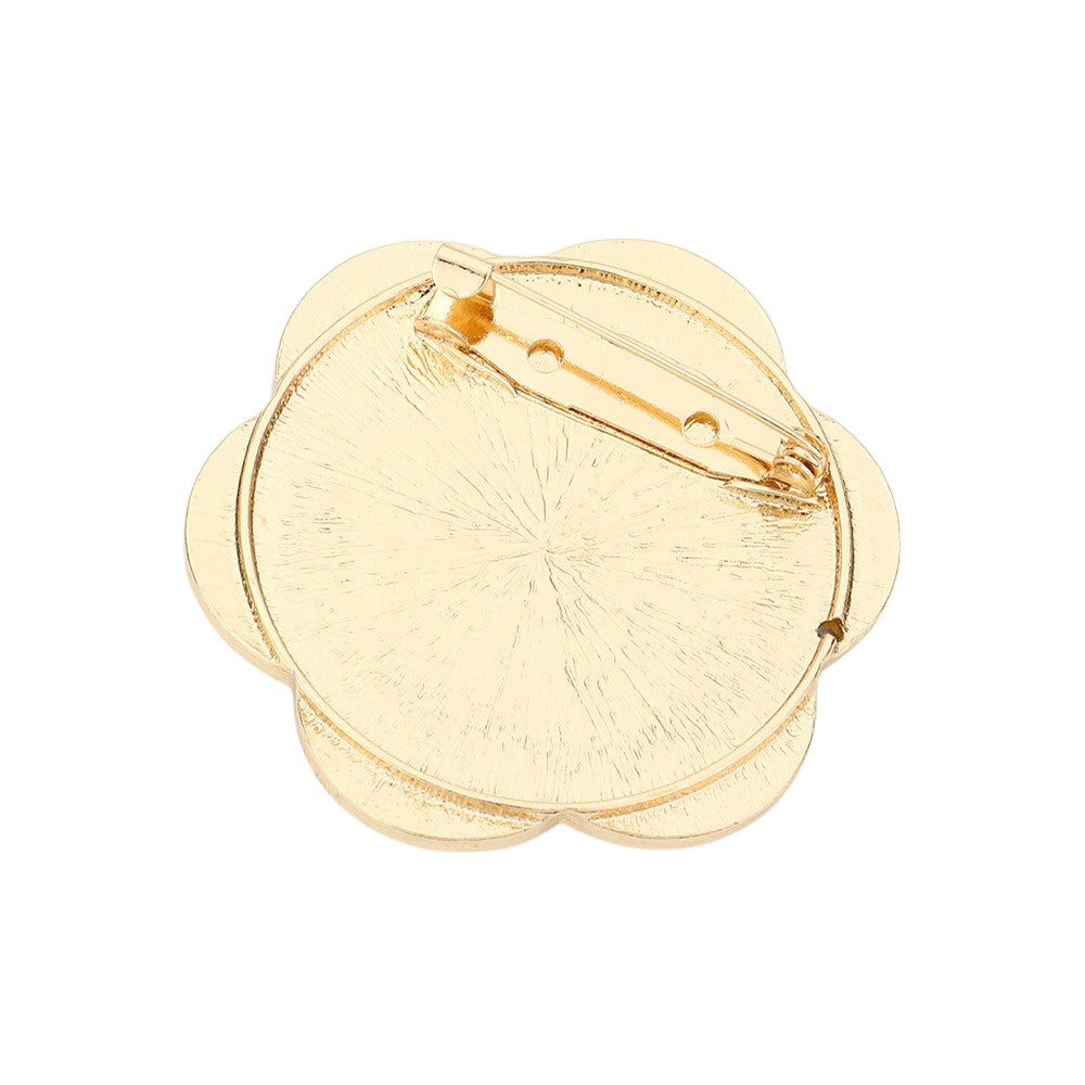 Pearl Centered Camellia Flower Pin Brooch