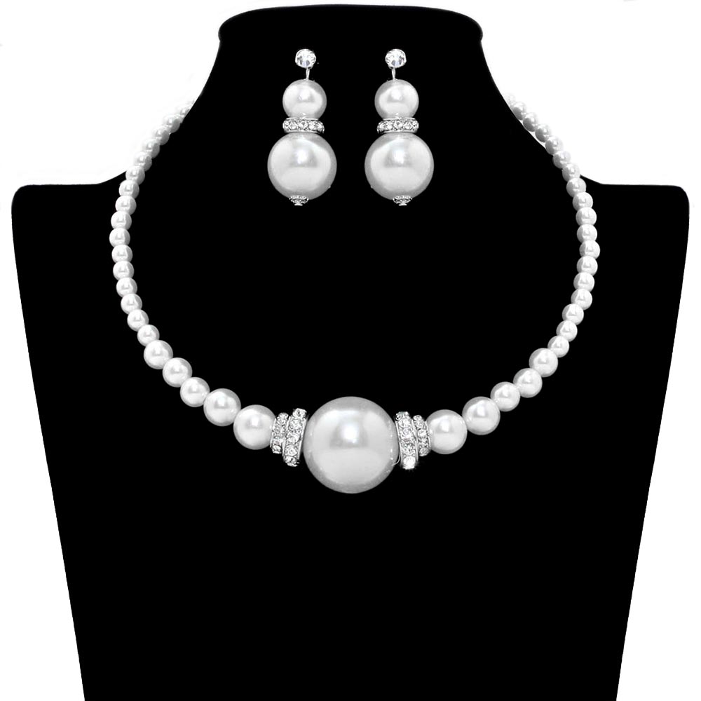 Pearl Necklace Earring Set