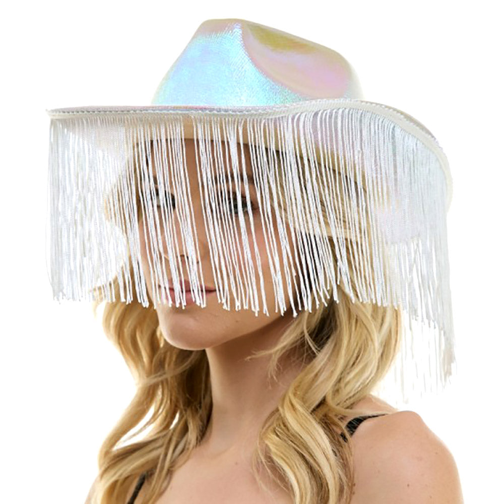 Shiny Western Cowboy Hat with Fringe