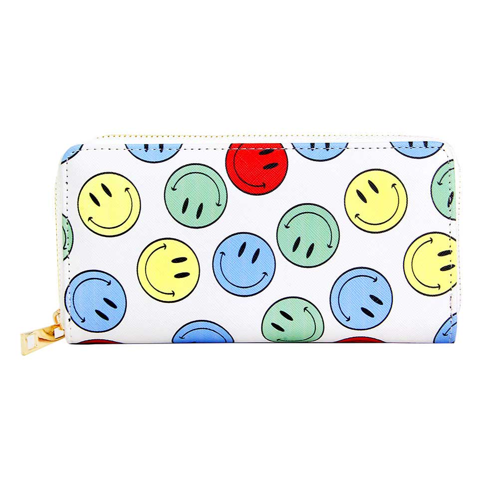 Smile Patterned Zipper Wallet