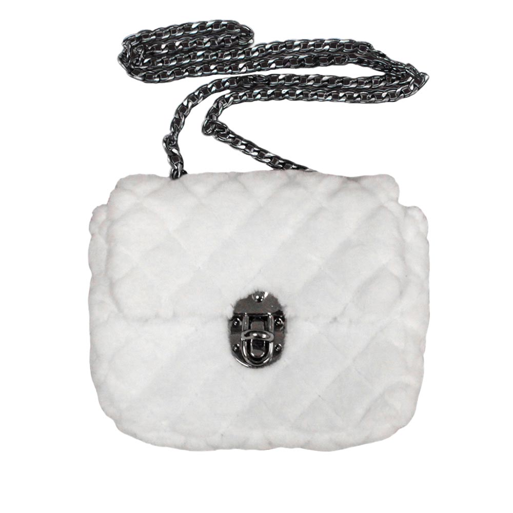 Solid Faux Fur Crossbody Bag
