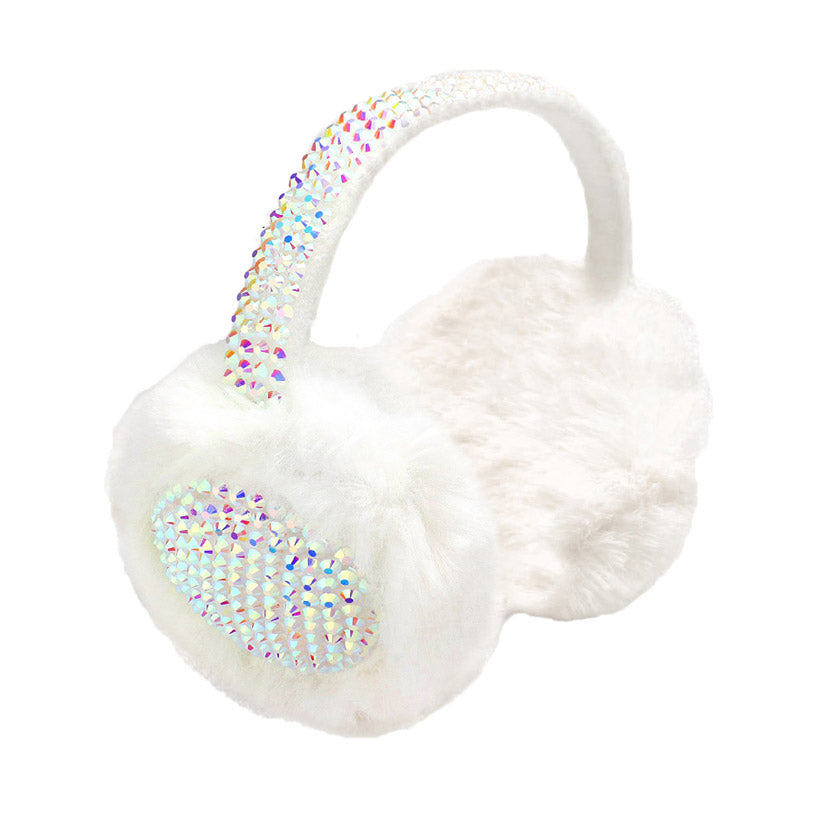 Studded Fluffy Plush Fur Foldable Earmuff