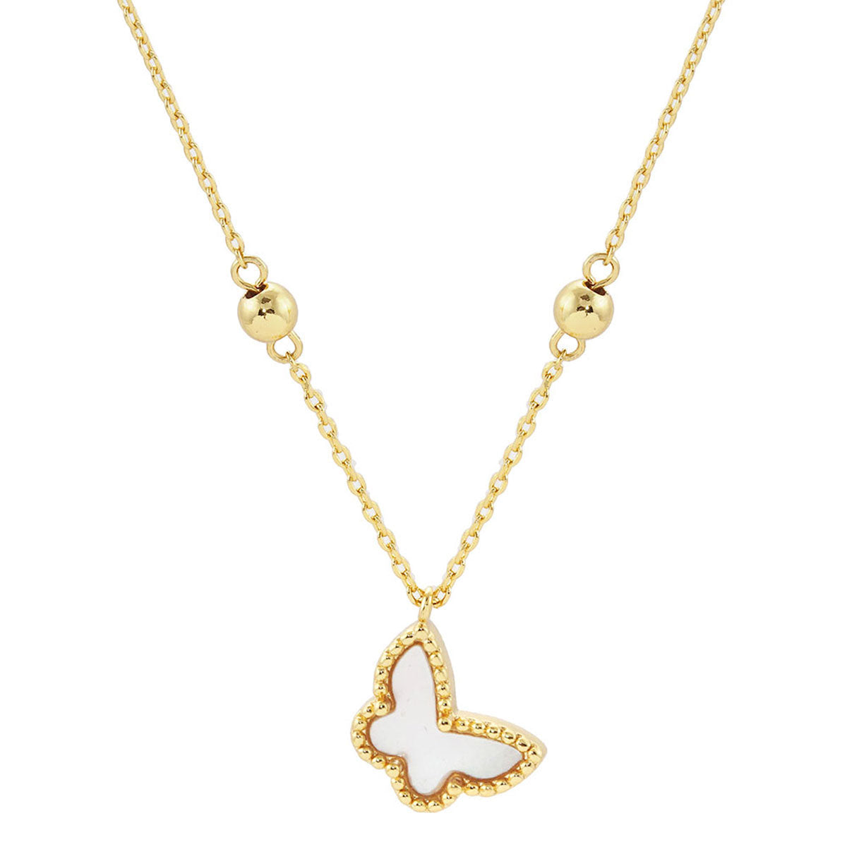 Top Gold Dipped Enamel Butterfly Pendant Necklace