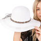 Wide Brim Straw Sun Hat with Evil Eye and Multi Design Band