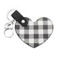 Buffalo Check Patterned Faux Leather Heart Bag Charm