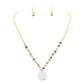 Wood Heishi Beaded Abalone Pendant Necklace