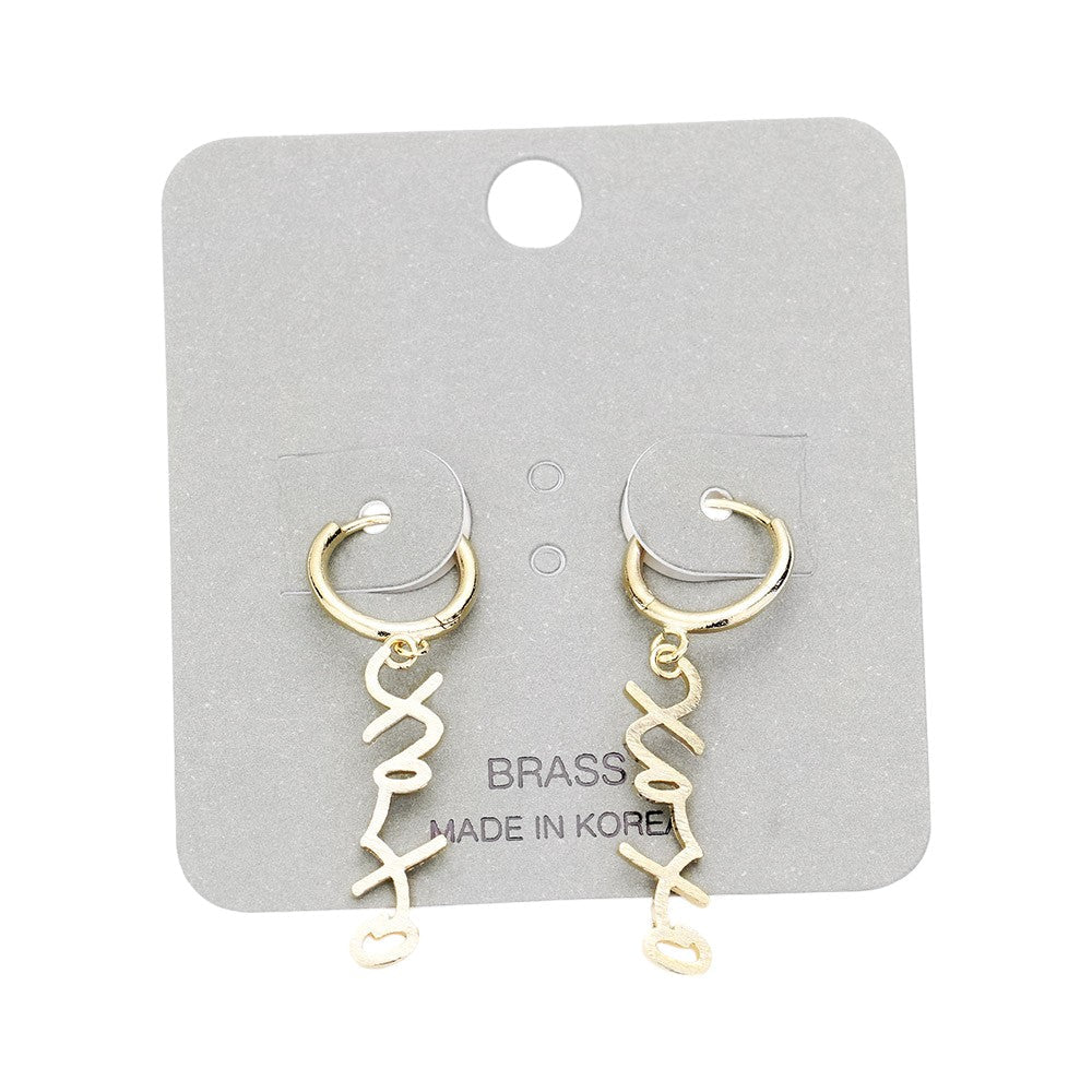 XOXO Brass Metal Huggie Earrings