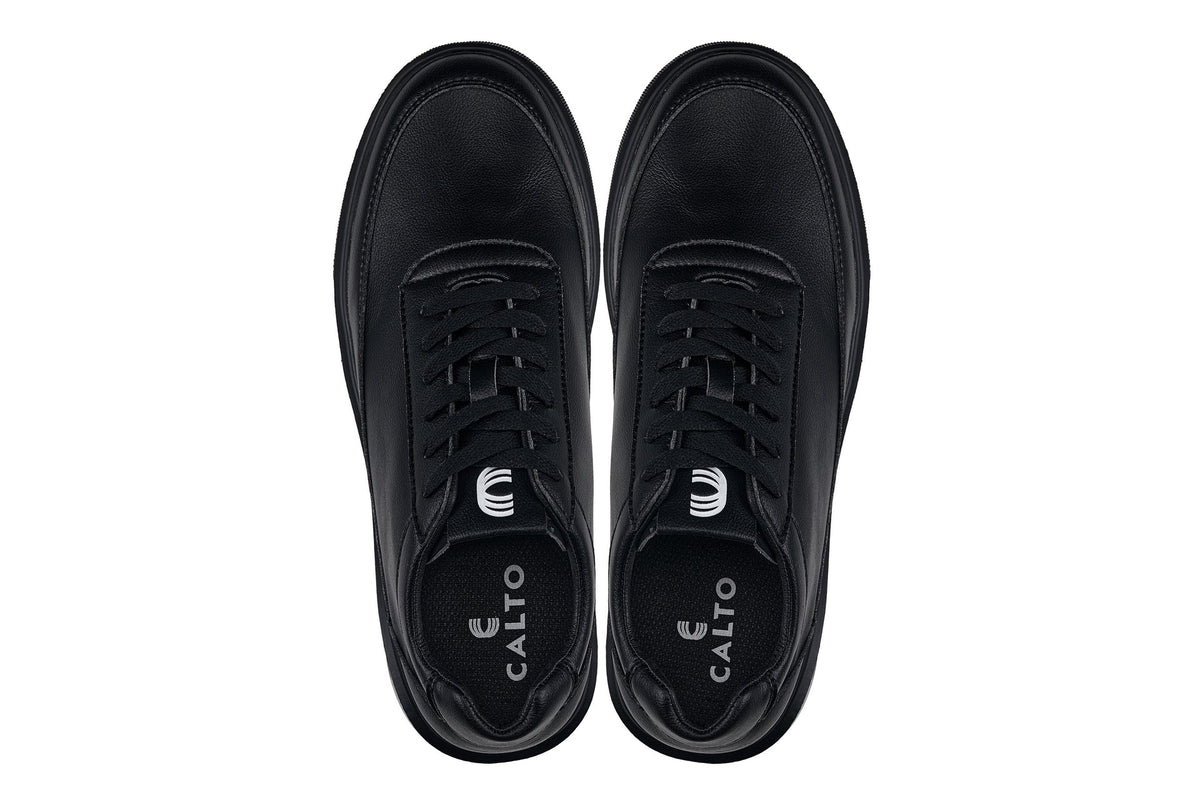 CALTO - X1646 - 2.8 Inches Taller (Pitch Black) - Lightweight Sneakers
