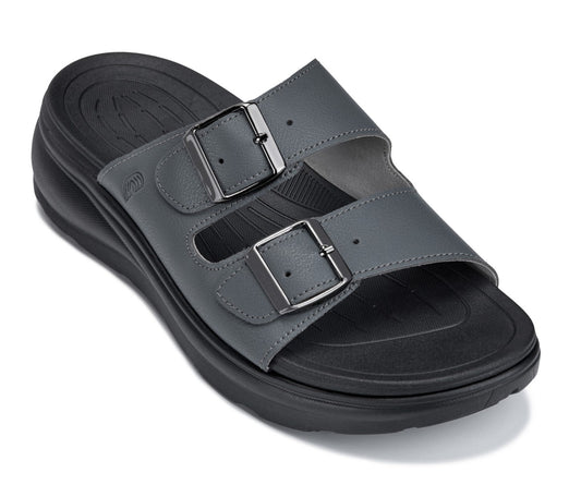 CALTO - X1661 - 2 pulgadas más alto (hebilla gris hierro) - Sandalias de doble hebilla ajustable