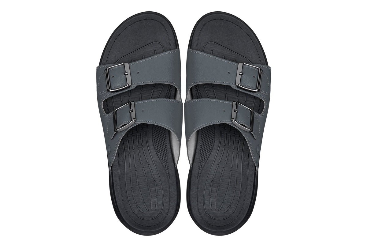 CALTO - X1661 - 2 Inches Taller (Iron Grey Buckle) - Dual Adjustable Buckle Sandals
