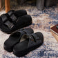 CALTO - X1660 - 2 Inches Taller (Black Buckle) - Dual Adjustable Buckle Sandal