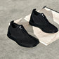 CALTO - X2211 - 2.4 Inches Taller (Black/Black Sole) - Lace Up Casual Walker - Lightweight