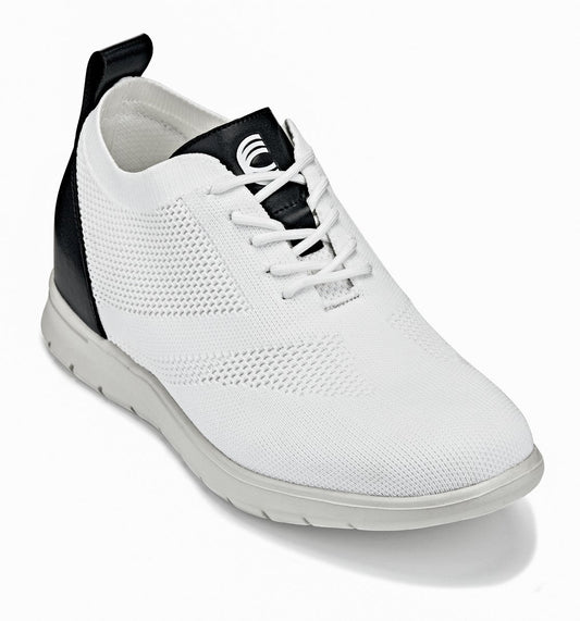 CALTO - X2212 - 2.4 Pulgadas Más Alto (Blanco/Negro) - Zapatillas Casuales con Cordones - Ligeras