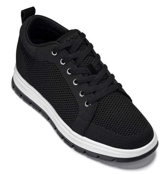 CALTO - X2322 - 2.4 pulgadas más alto (suela negra/blanca y negra) - Zapatilla casual con cordones - Ligera