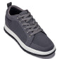 CALTO - X2323 - 2.4 Inches Taller (Iron Grey/White & Black Sole) - Lace Up Casual Sneaker - Lightweight